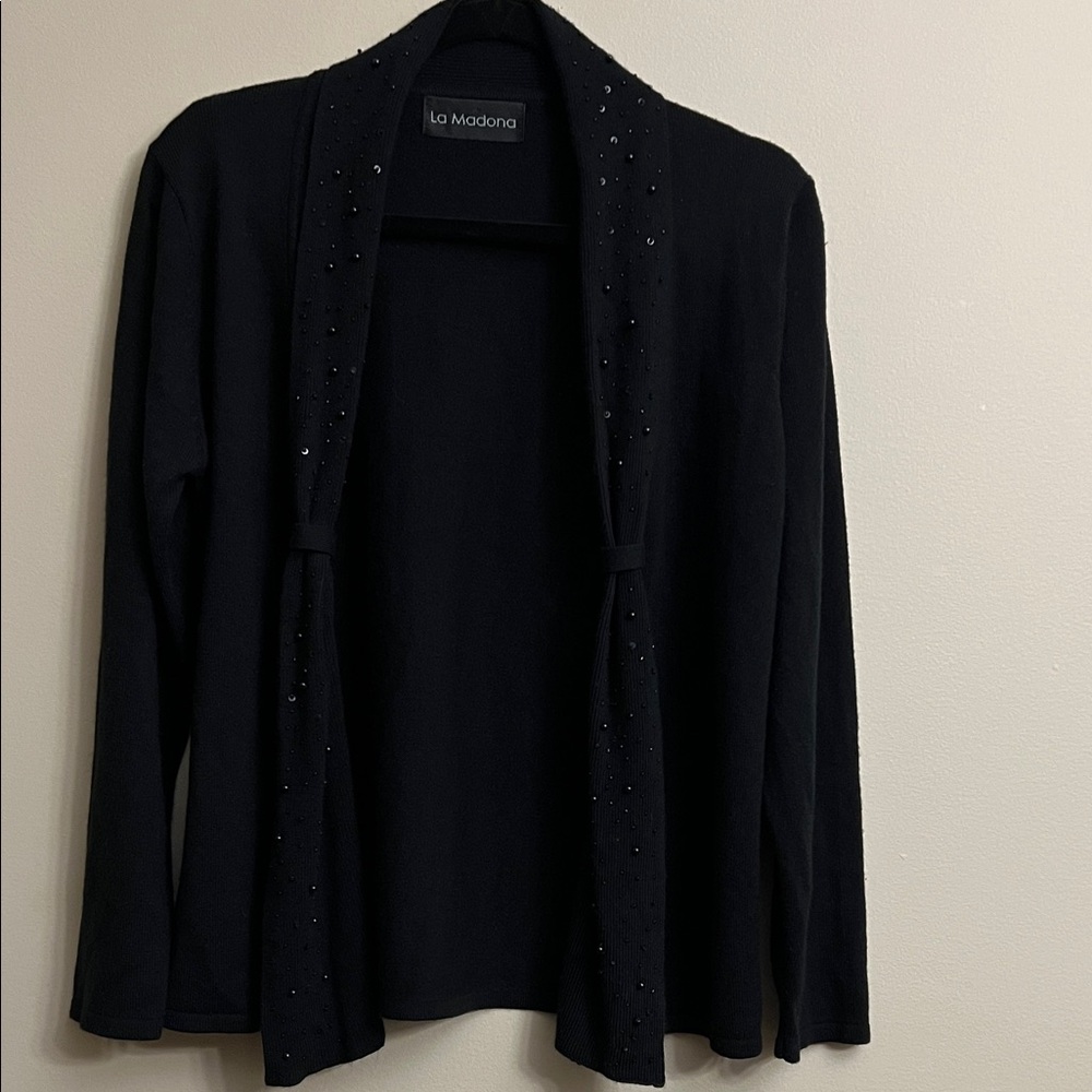 La Madonna Elegant Black Cardigan Size S